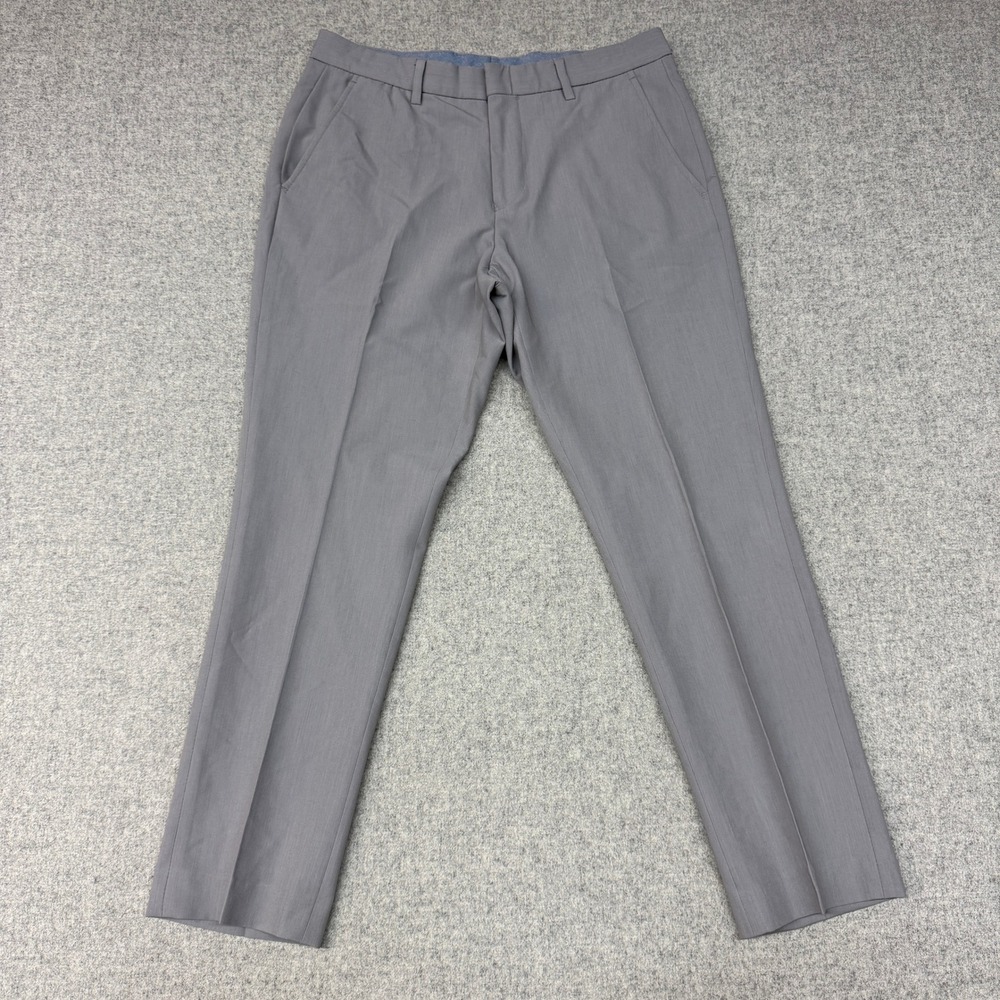 Egara Dress Pants 32 x 30 Gray Slim Fit Stretch Flat Front Trousers Business